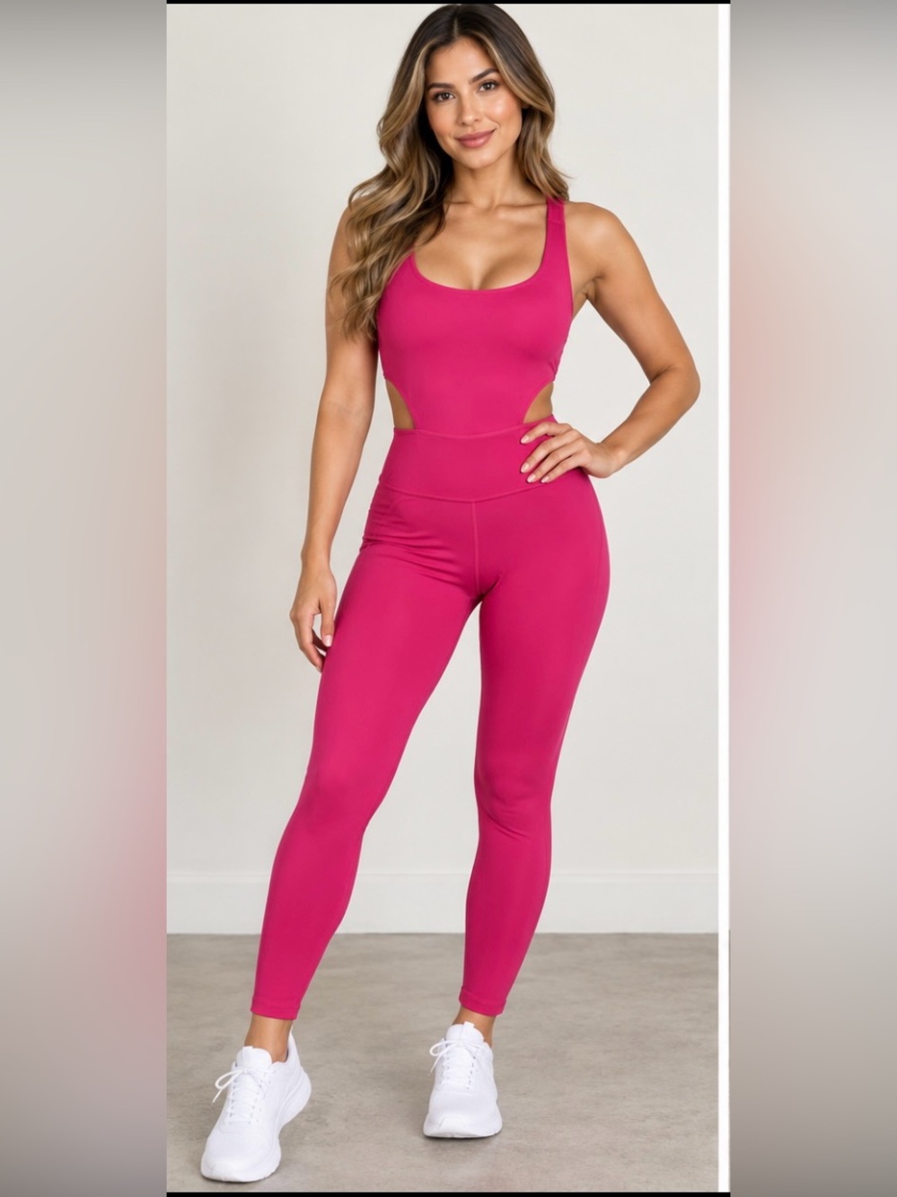 Free People Magenta Scoop-Neck Cutout Jumpsuit